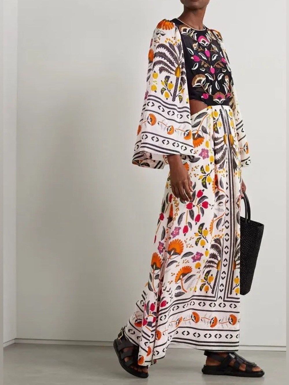 Farm Rio: PALMS PARADISE SAND EMBROIDERY CUT OUT MIDI DRESS